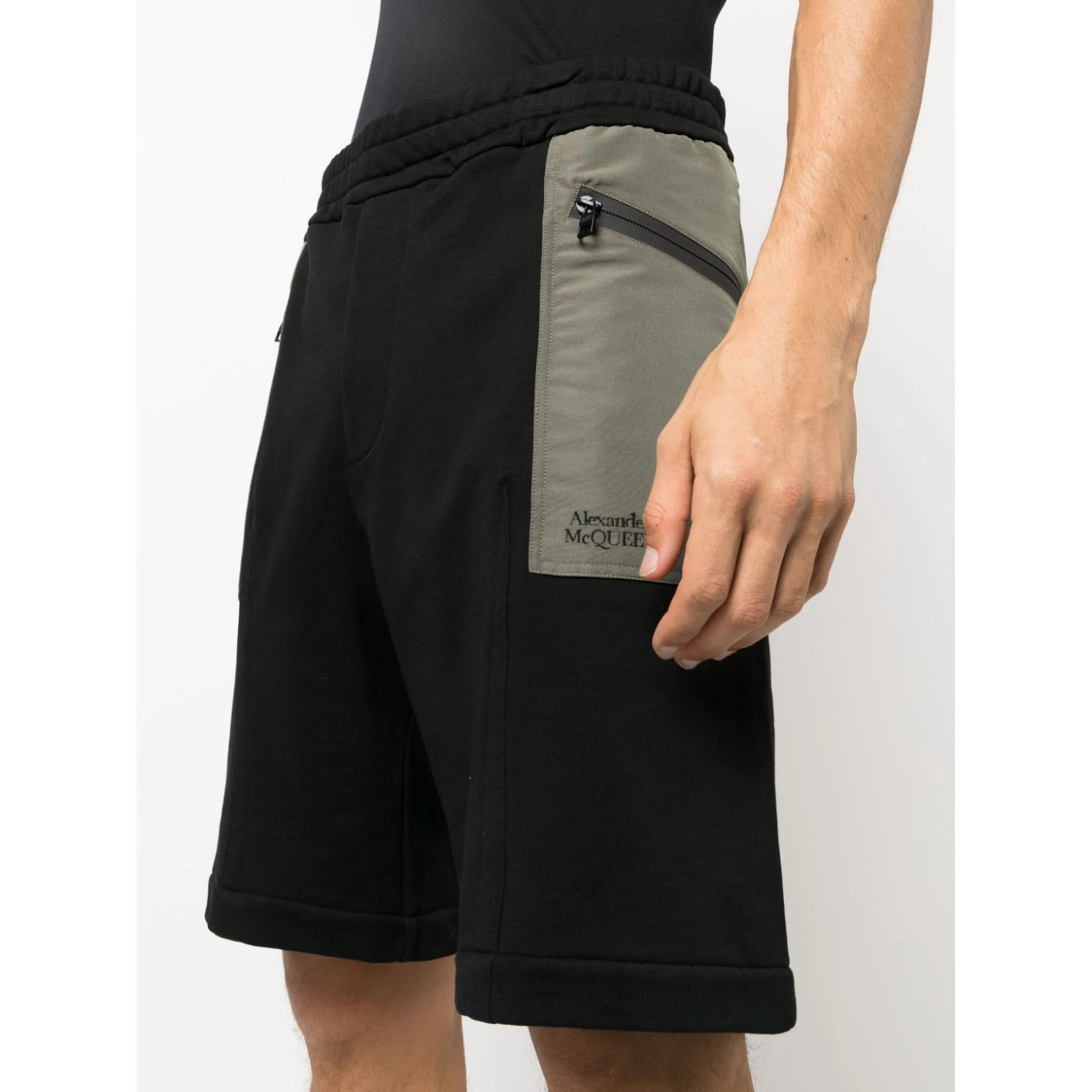 two-tone elasticated track shorts