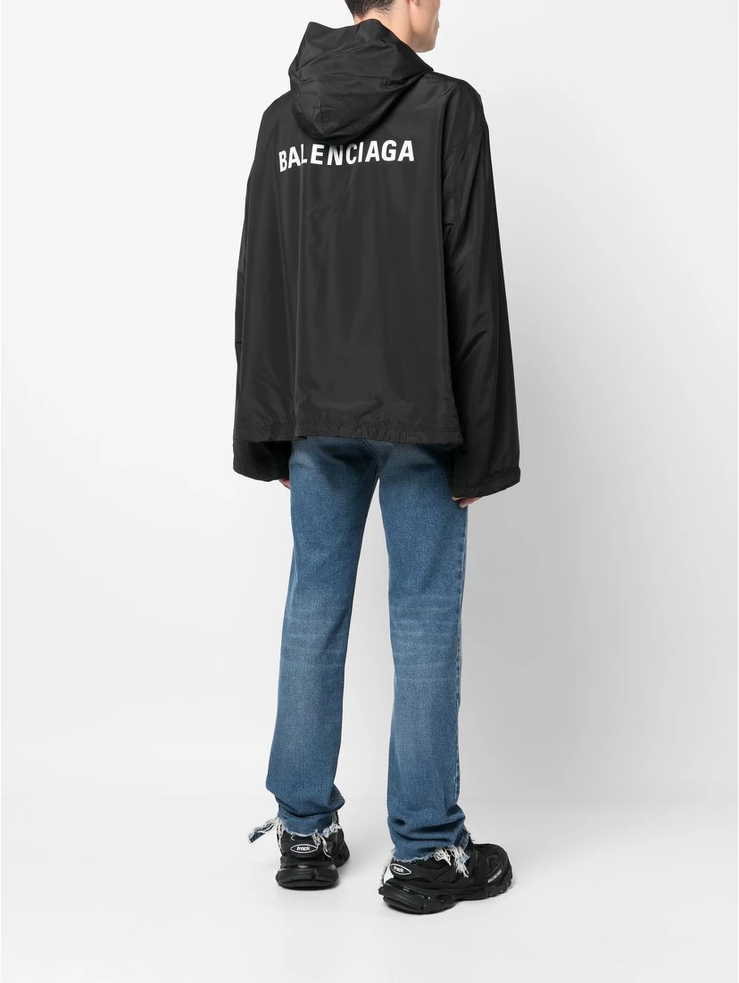logo-print hooded windbreaker