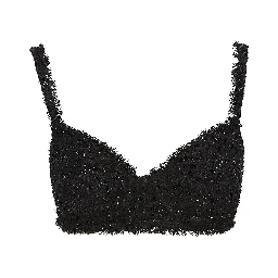 Adjustable Straps Textured Fabric Top In Black