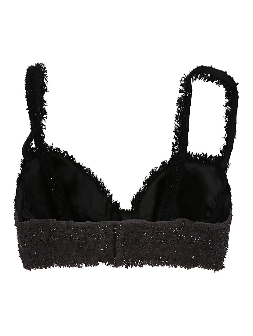 Adjustable Straps Textured Fabric Top In Black