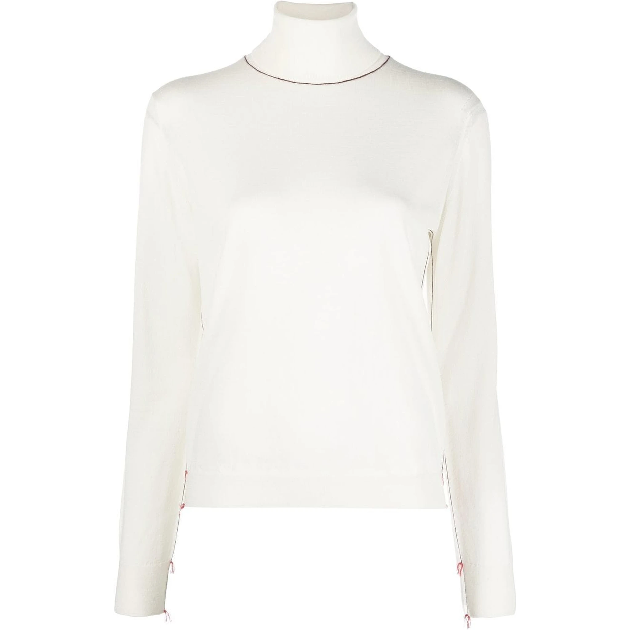 Wool Sweater With Inside-out Seams In White