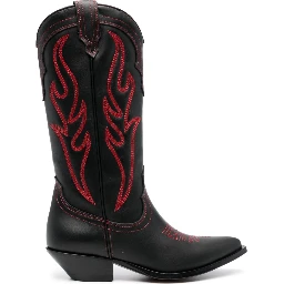 Black Embroidered Suede Western Boot