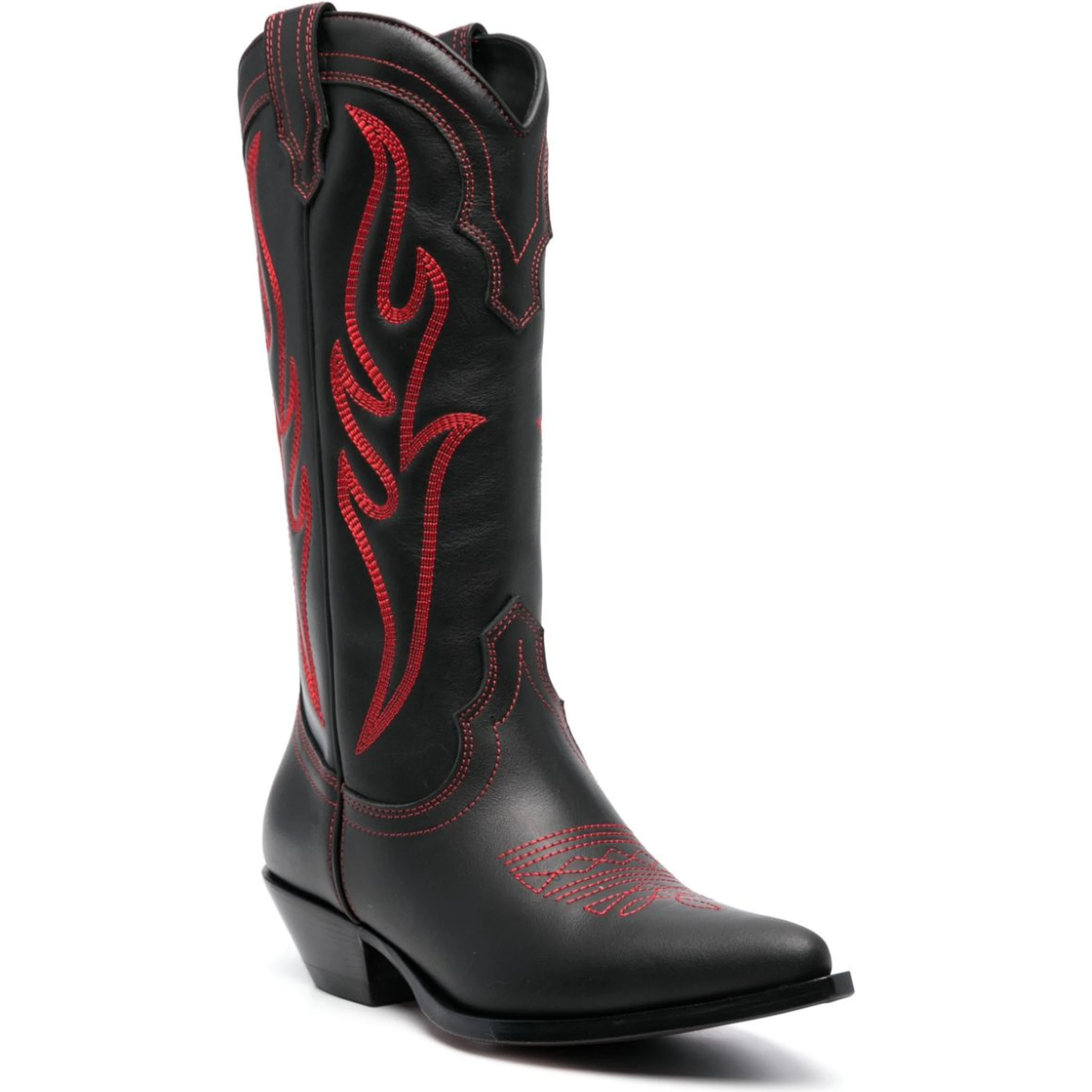 Black Embroidered Suede Western Boot