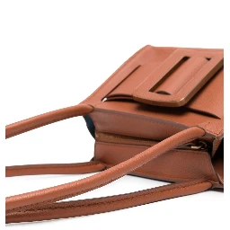 Soft Leather Tote Bag With Adjustable Strap In Brown