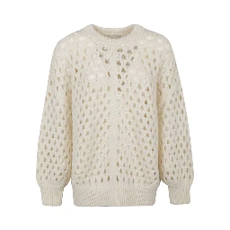 Wool Jumper With Balloon Sleeves And Crew Neck