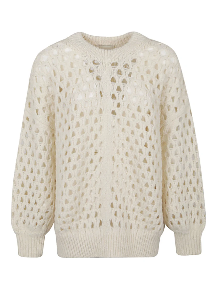 Wool Jumper With Balloon Sleeves And Crew Neck