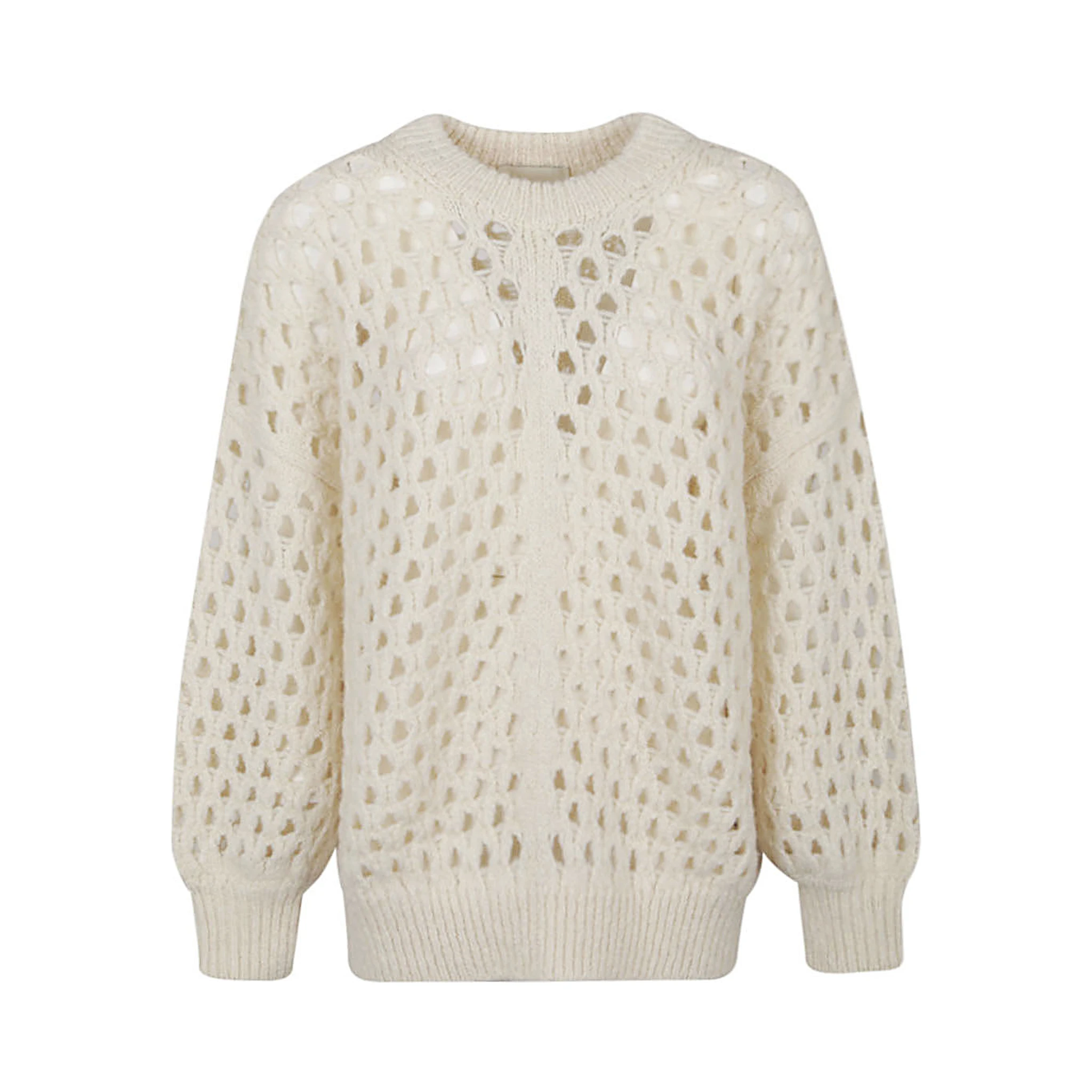 Wool Jumper With Balloon Sleeves And Crew Neck