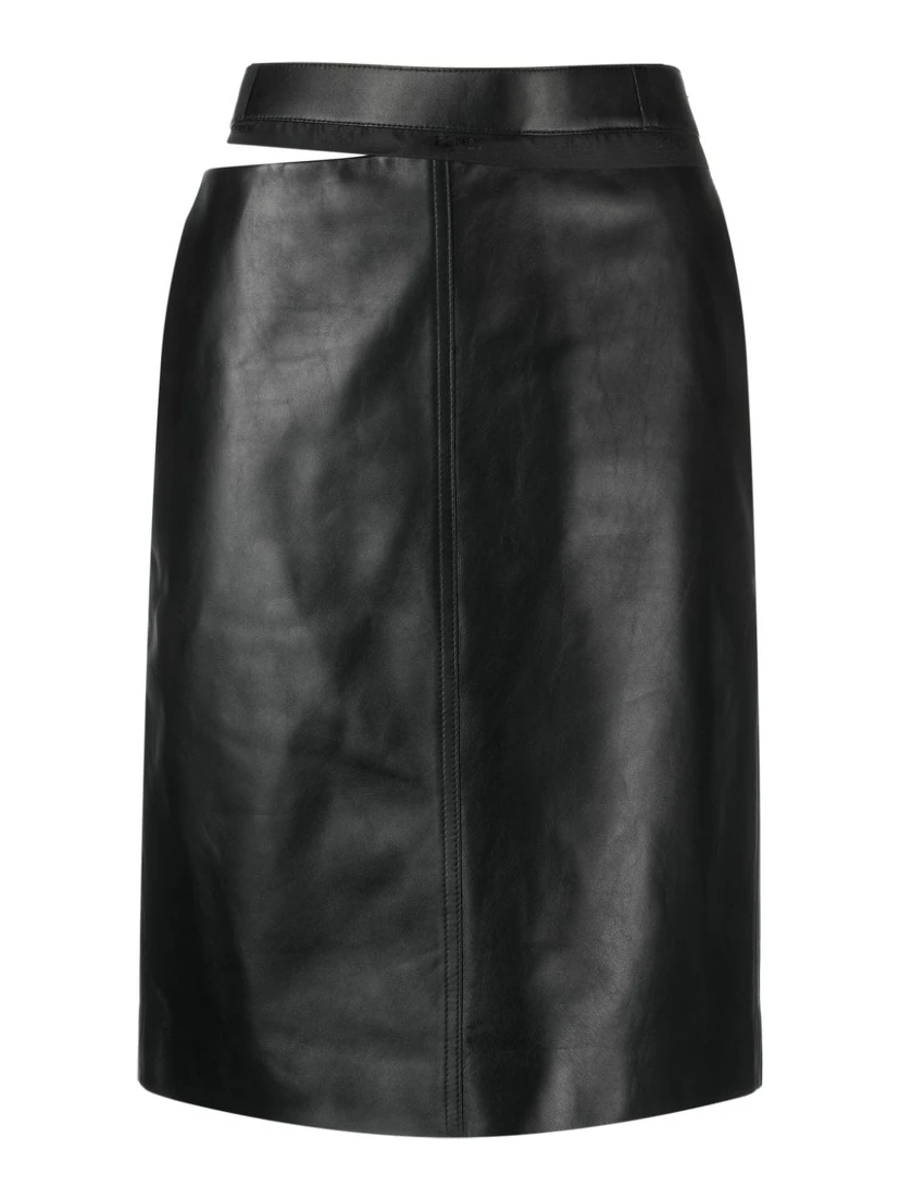 logo-waistband leather skirt