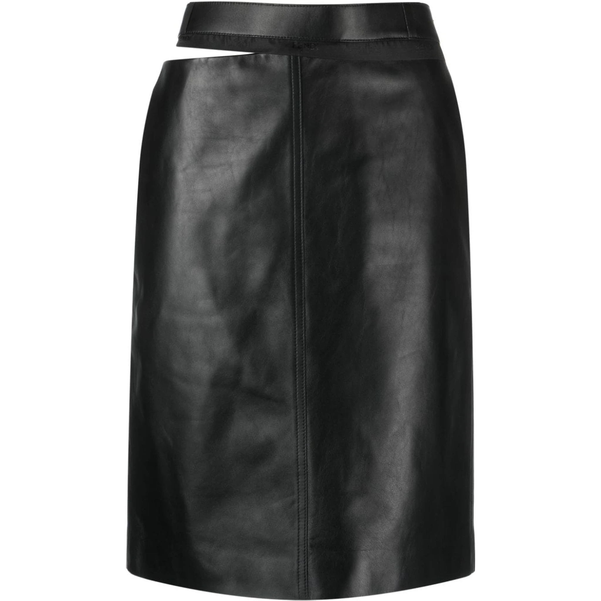 logo-waistband leather skirt