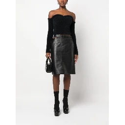 logo-waistband leather skirt