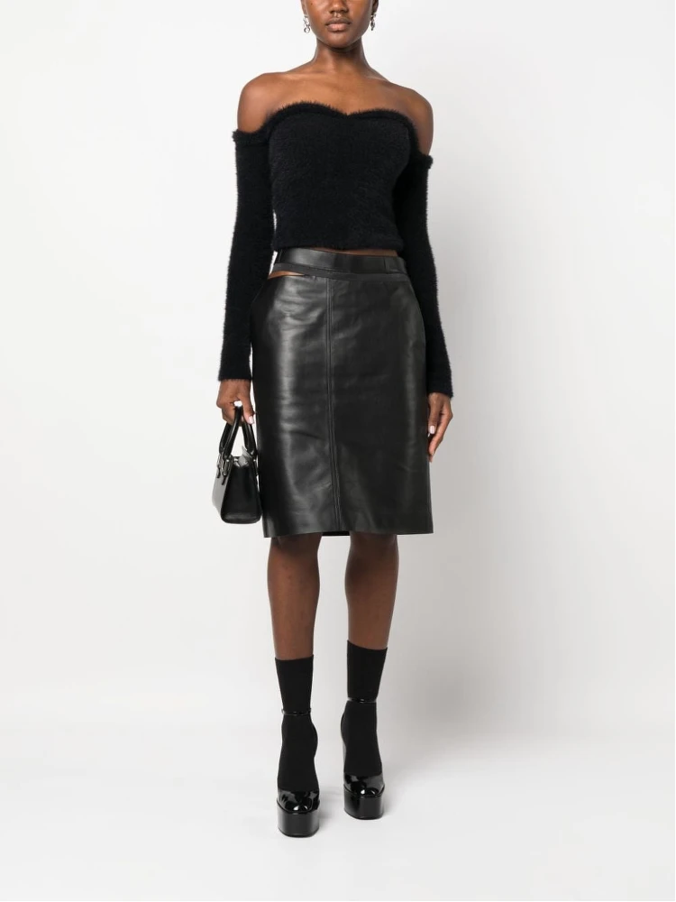 logo-waistband leather skirt alternative