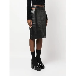 logo-waistband leather skirt
