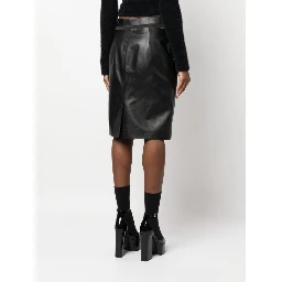 logo-waistband leather skirt