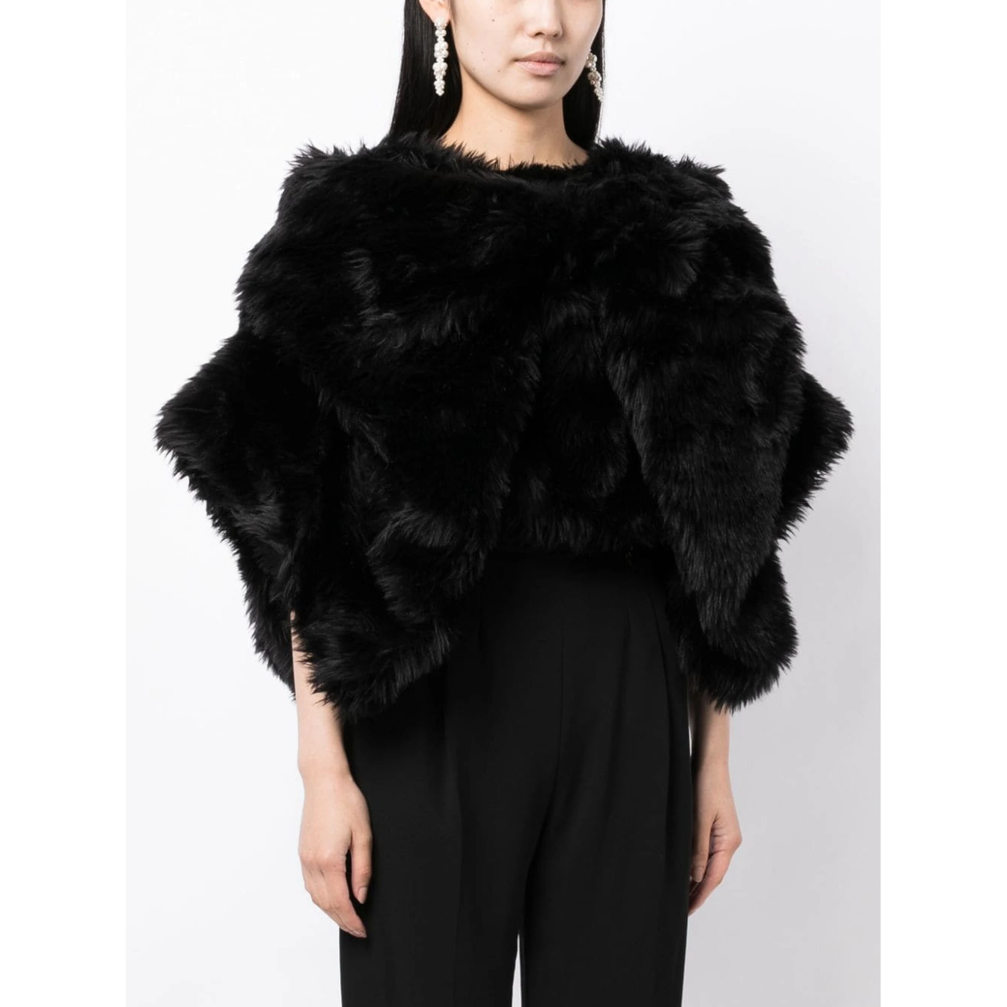 fur-design cropped blouse