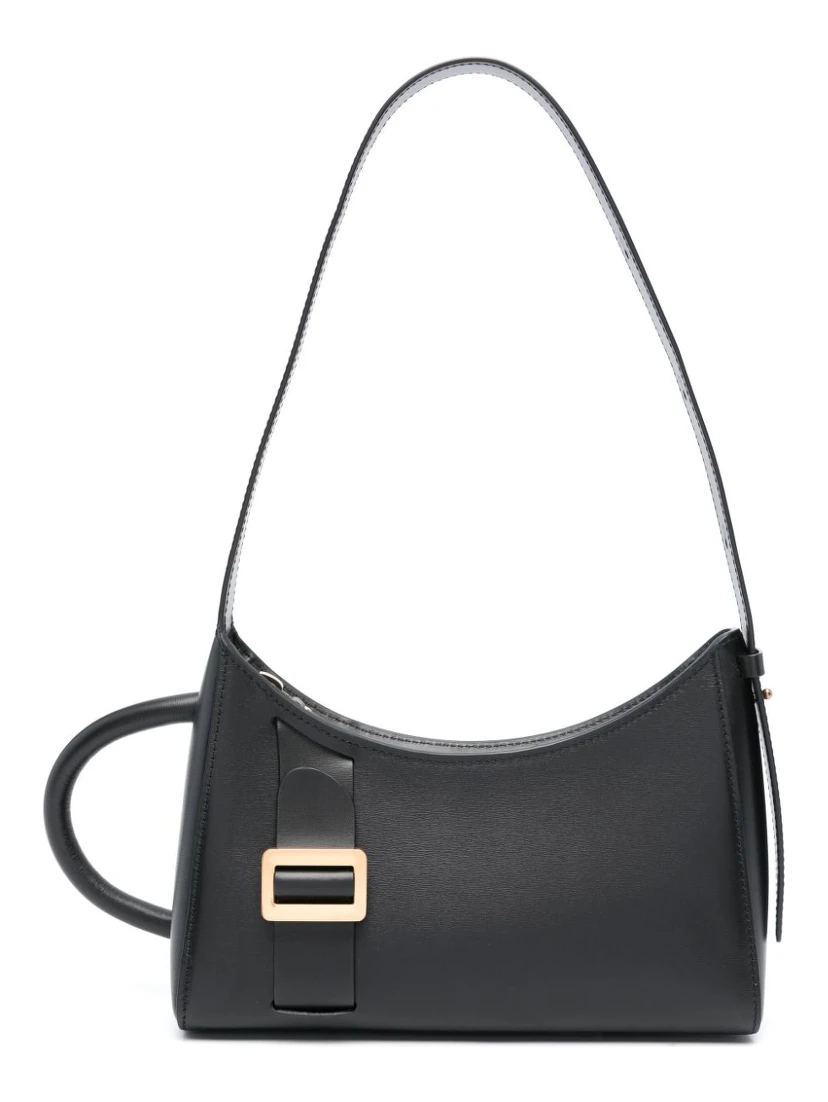 Luxe Traveler Leather Shoulder Bag In Black