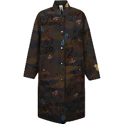 Green Petra Camouflage Print Ovesized Coat