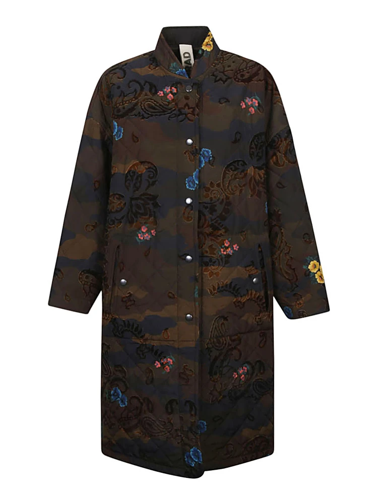 Green Petra Camouflage Print Ovesized Coat