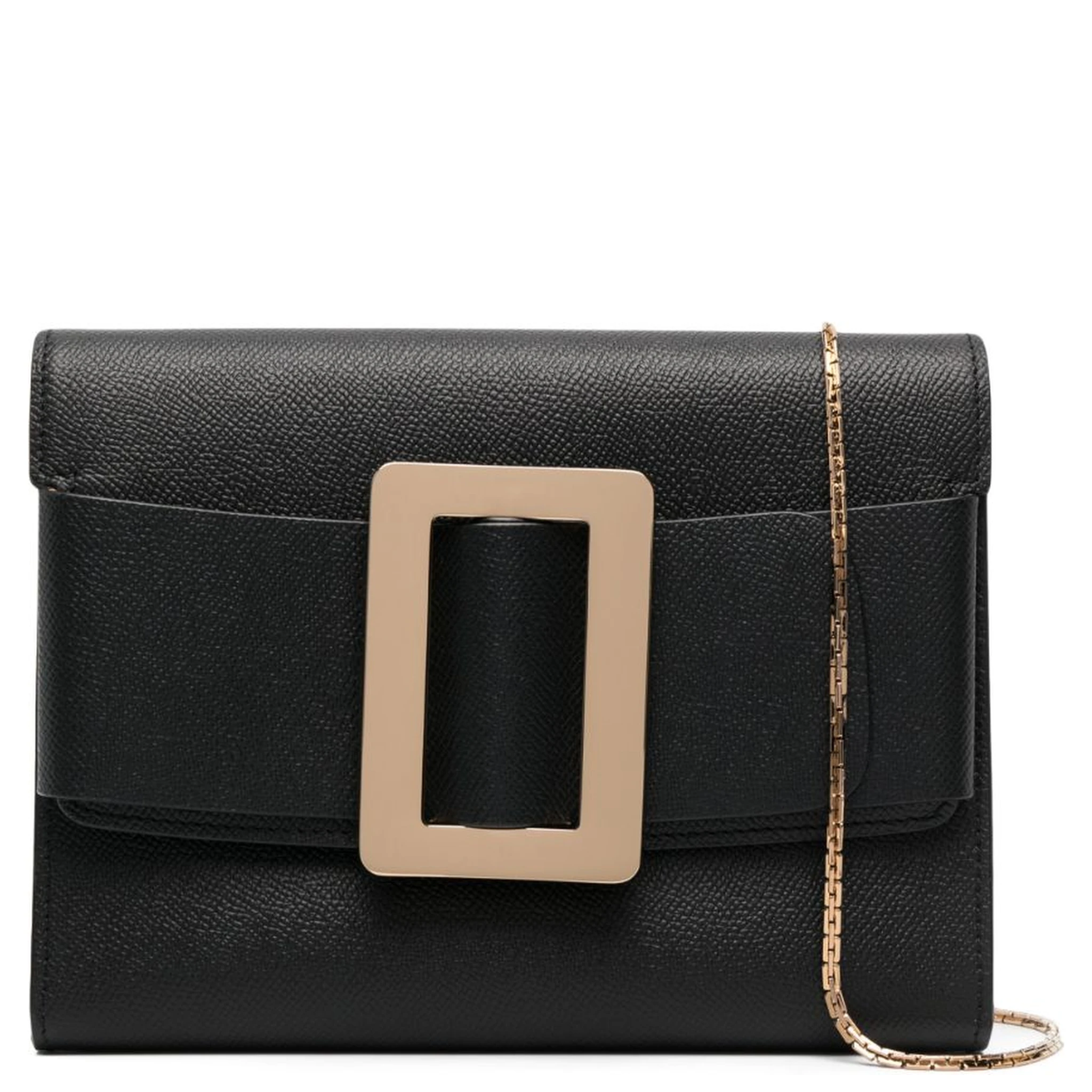 Buckle Travel Case Leather Crossbody Bag In Black
