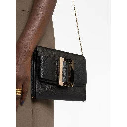 Buckle Travel Case Leather Crossbody Bag In Black