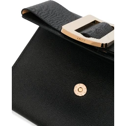 Buckle Travel Case Leather Crossbody Bag In Black