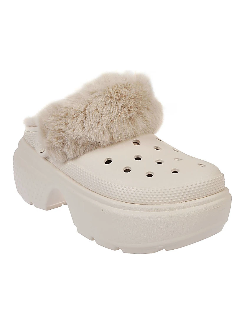 CROCS Stomp Lined Clogs In Stucco-neutral In White