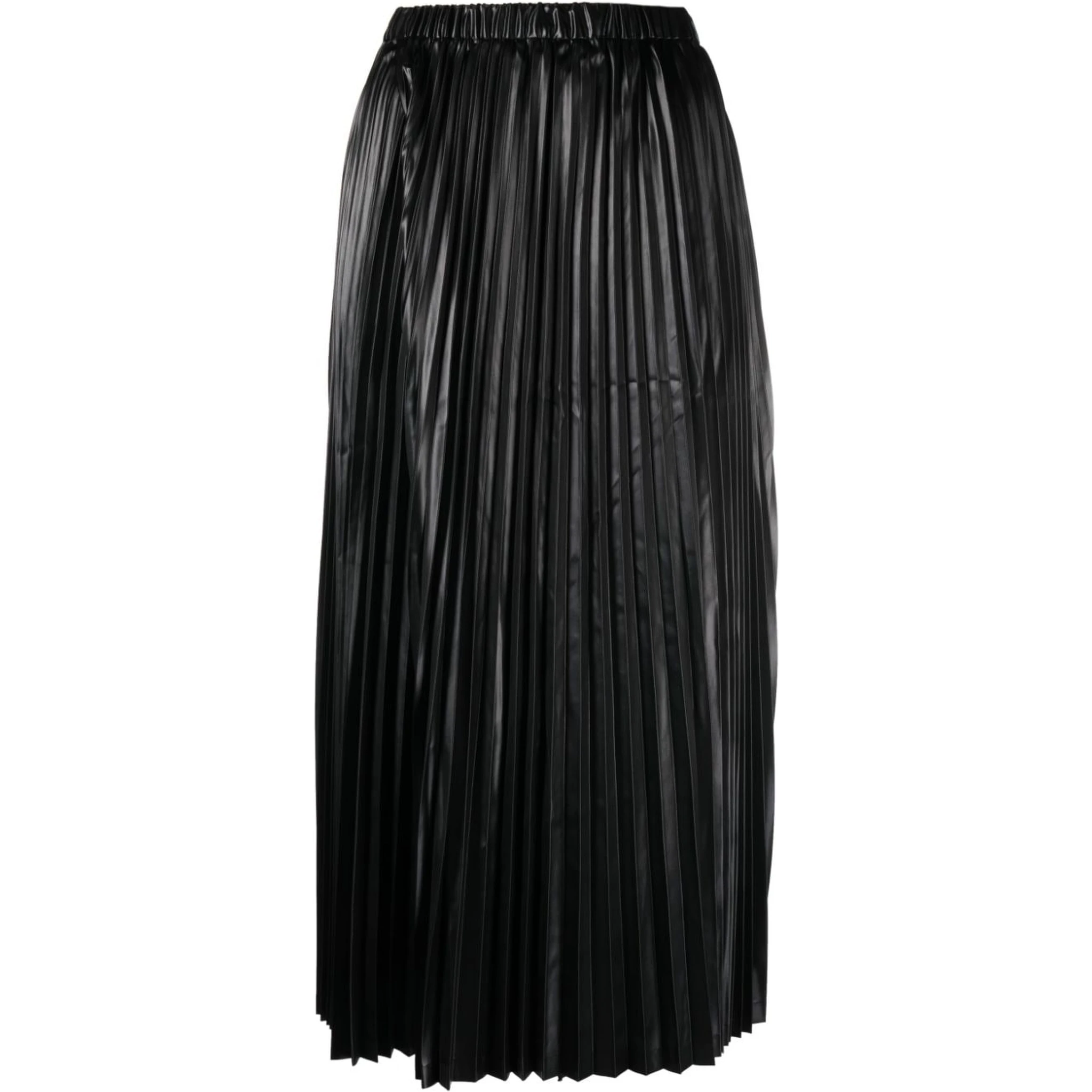 Cropped Leg Pleated Cotton Trousers In Black