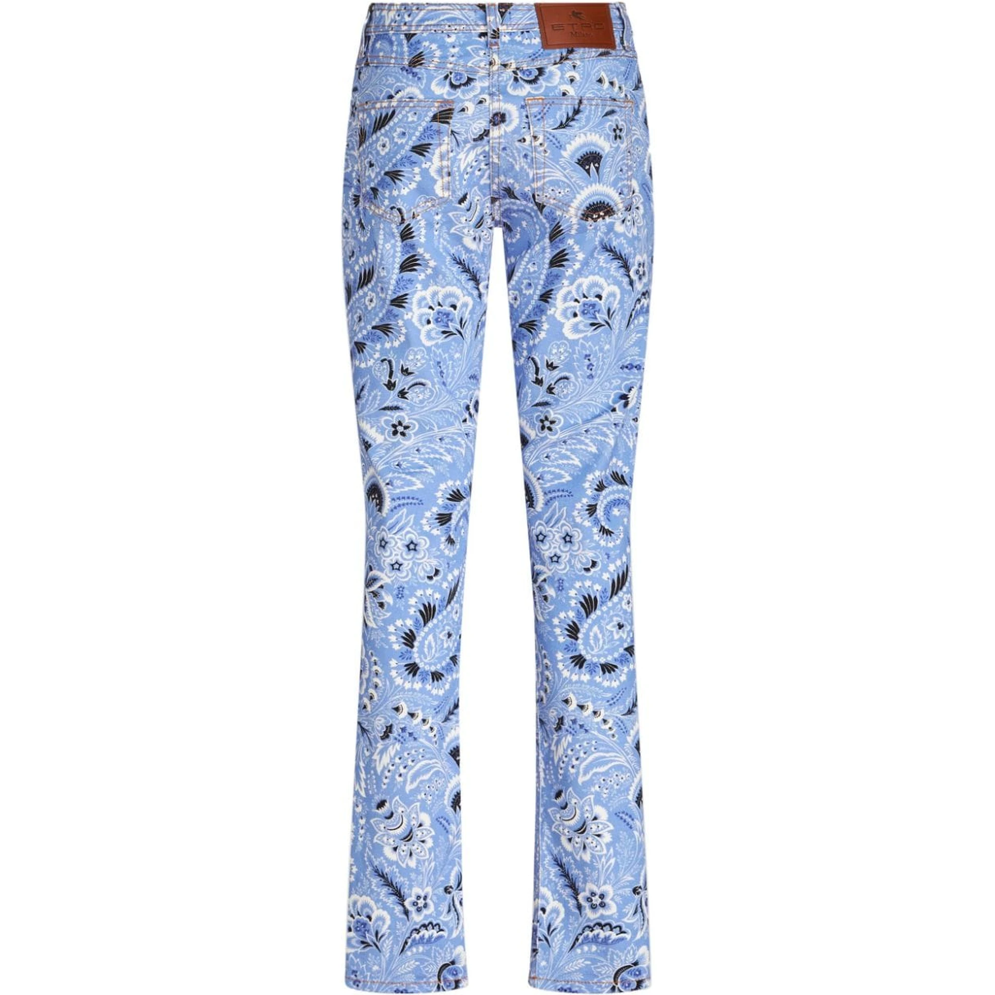 Denim Jeans With Printed Bandana And Paisley In Clear Blue