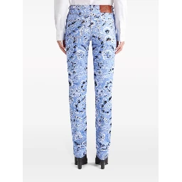 Denim Jeans With Printed Bandana And Paisley In Clear Blue