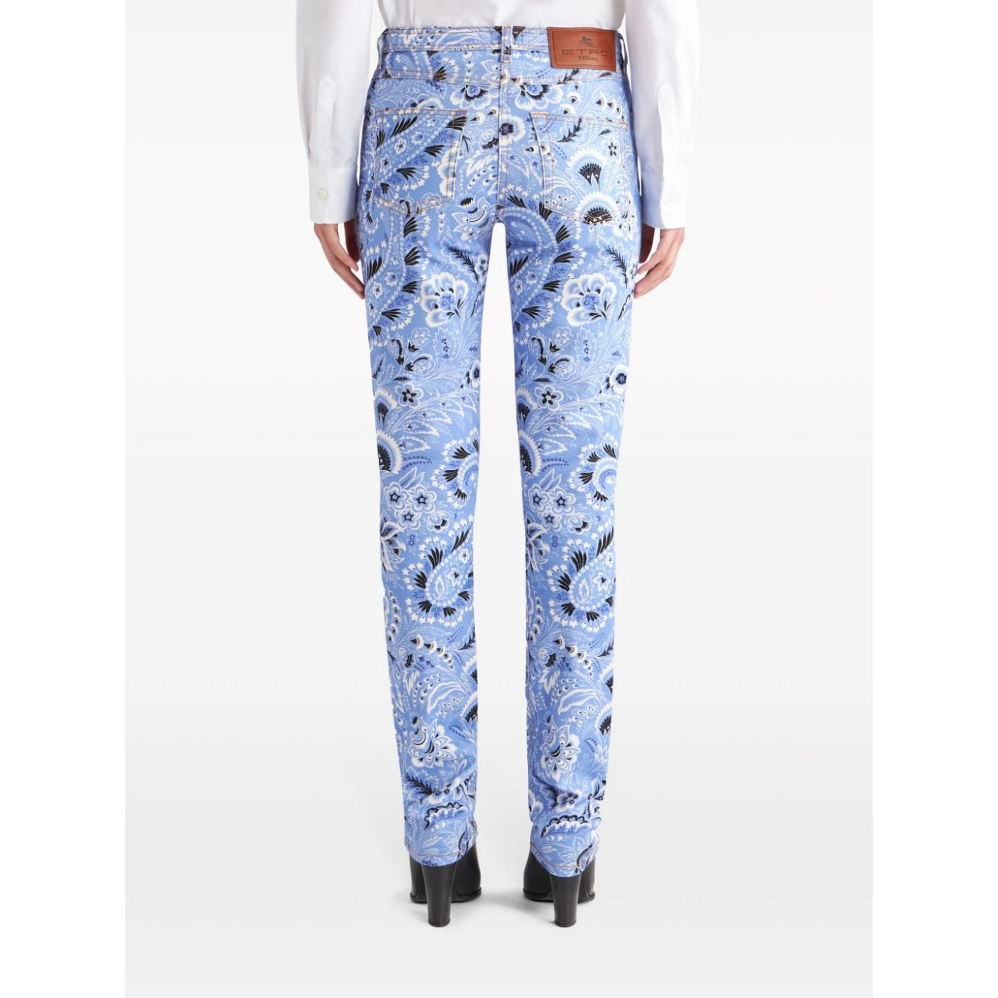 Denim Jeans With Printed Bandana And Paisley In Clear Blue