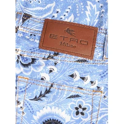 Denim Jeans With Printed Bandana And Paisley In Clear Blue