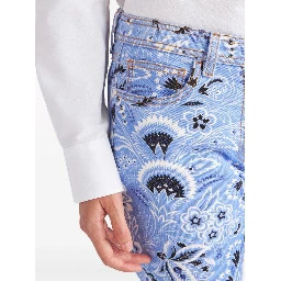 Denim Jeans With Printed Bandana And Paisley In Clear Blue