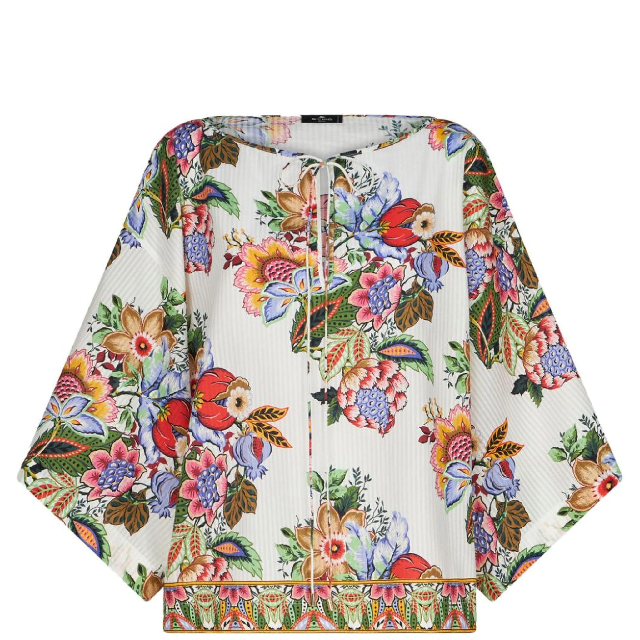 floral-print draped blouse