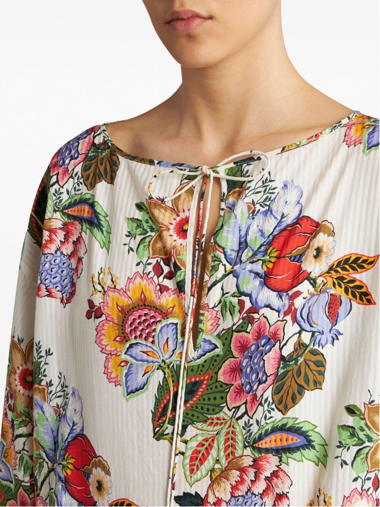 floral-print draped blouse alternative