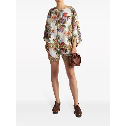 floral-print draped blouse