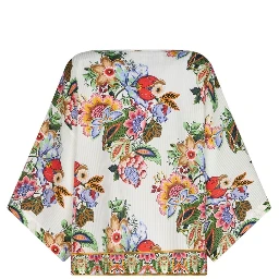 floral-print draped blouse