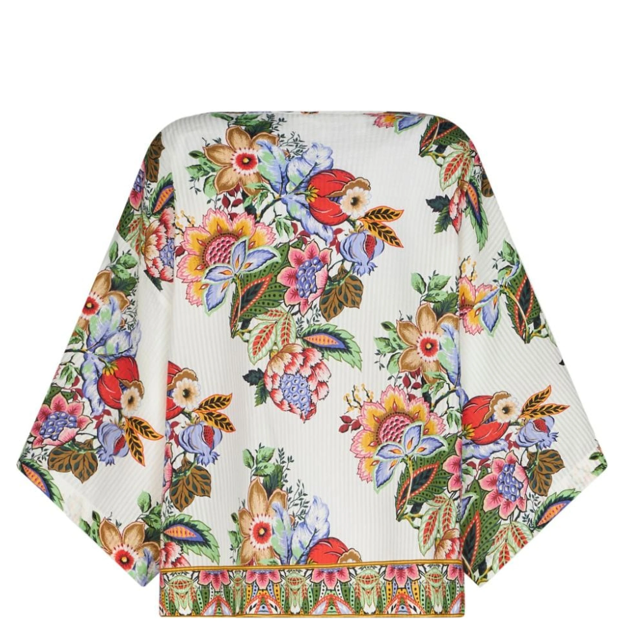 floral-print draped blouse