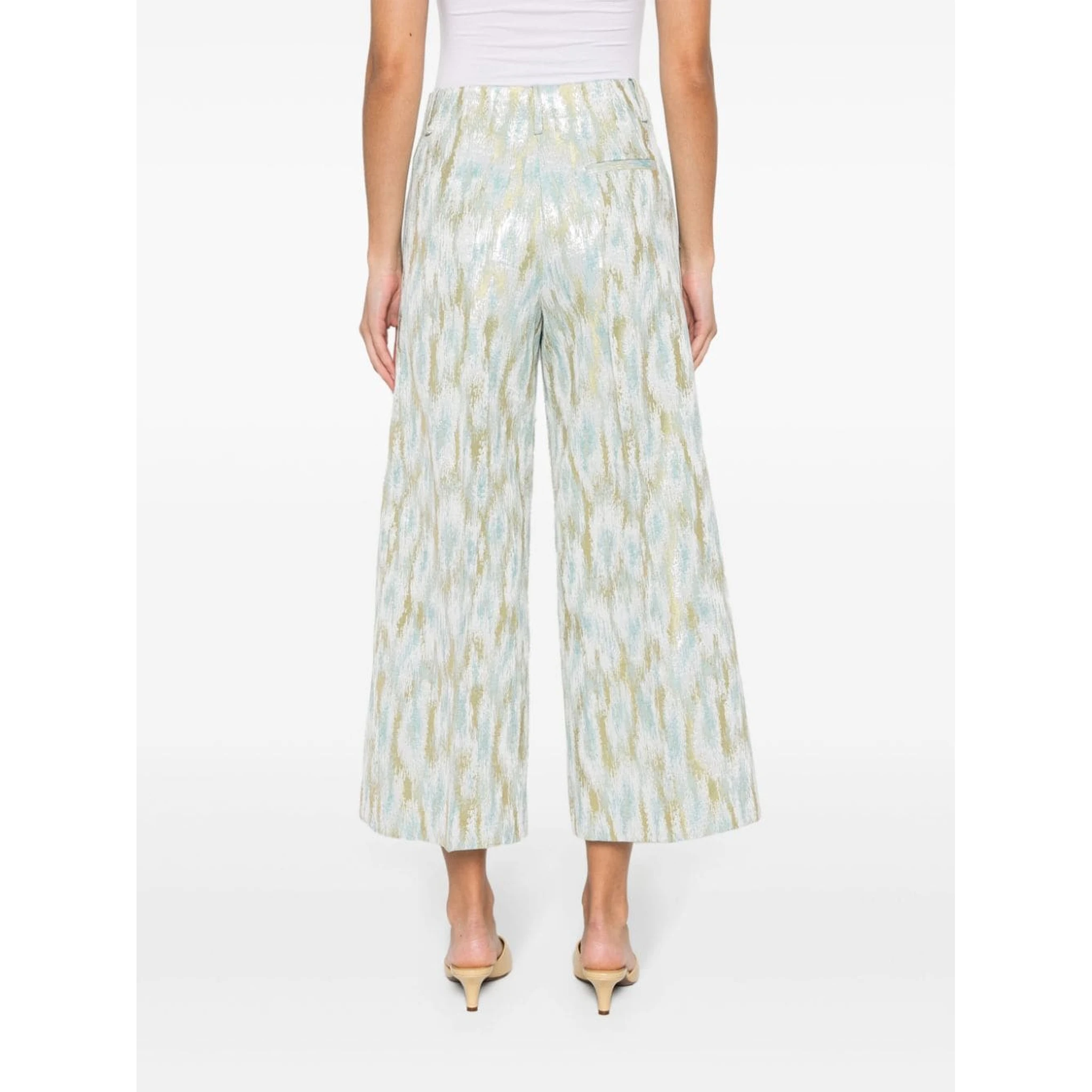 Printed Cropped Trousers In Multicolour