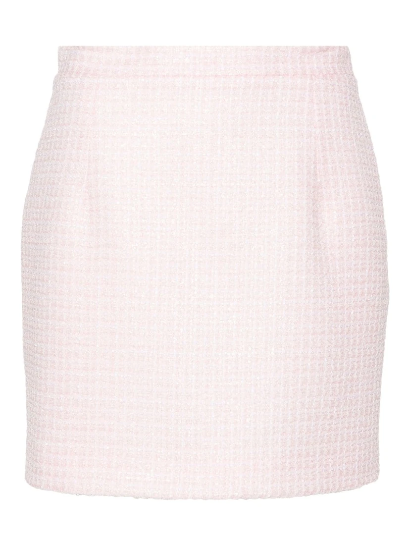 Women Sequin Checked Tweed Mini Skirt In Multi