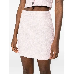 Women Sequin Checked Tweed Mini Skirt In Multi
