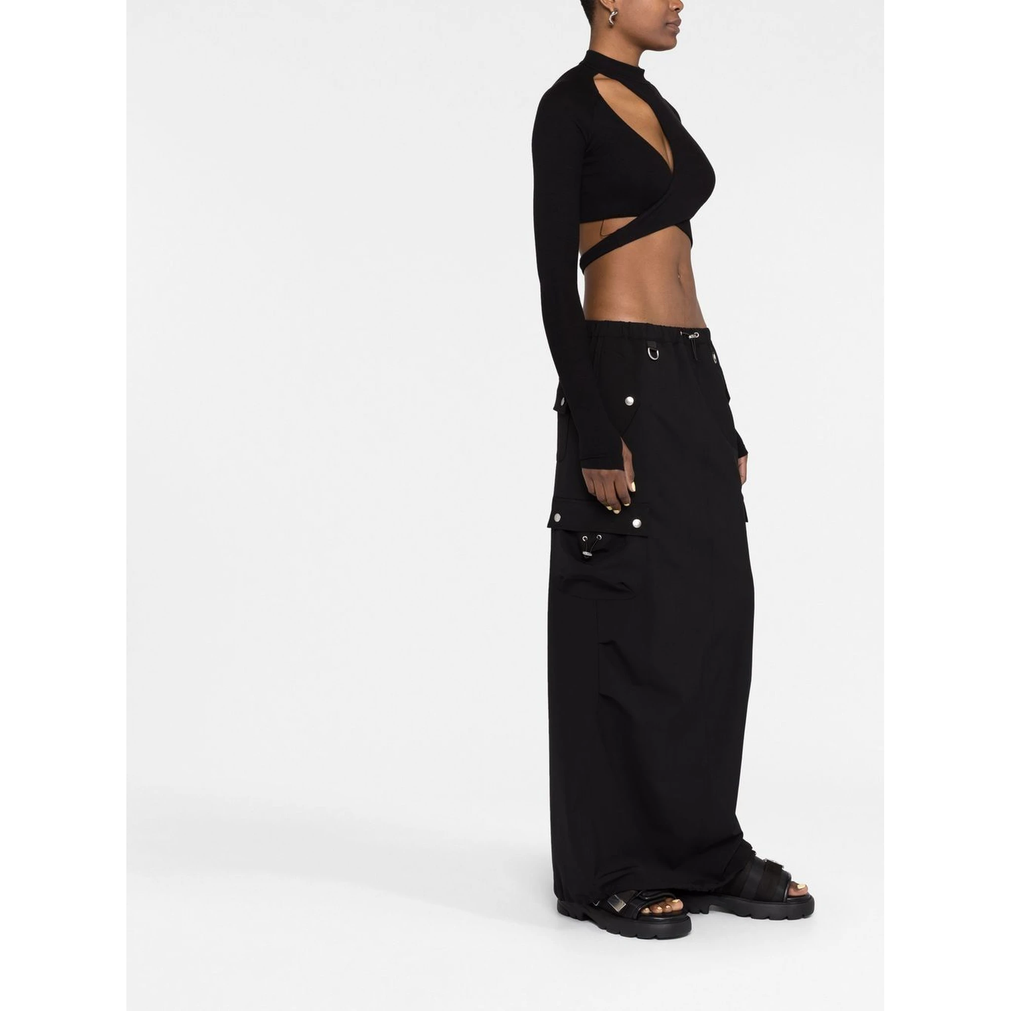 tailored cargo maxi skirt