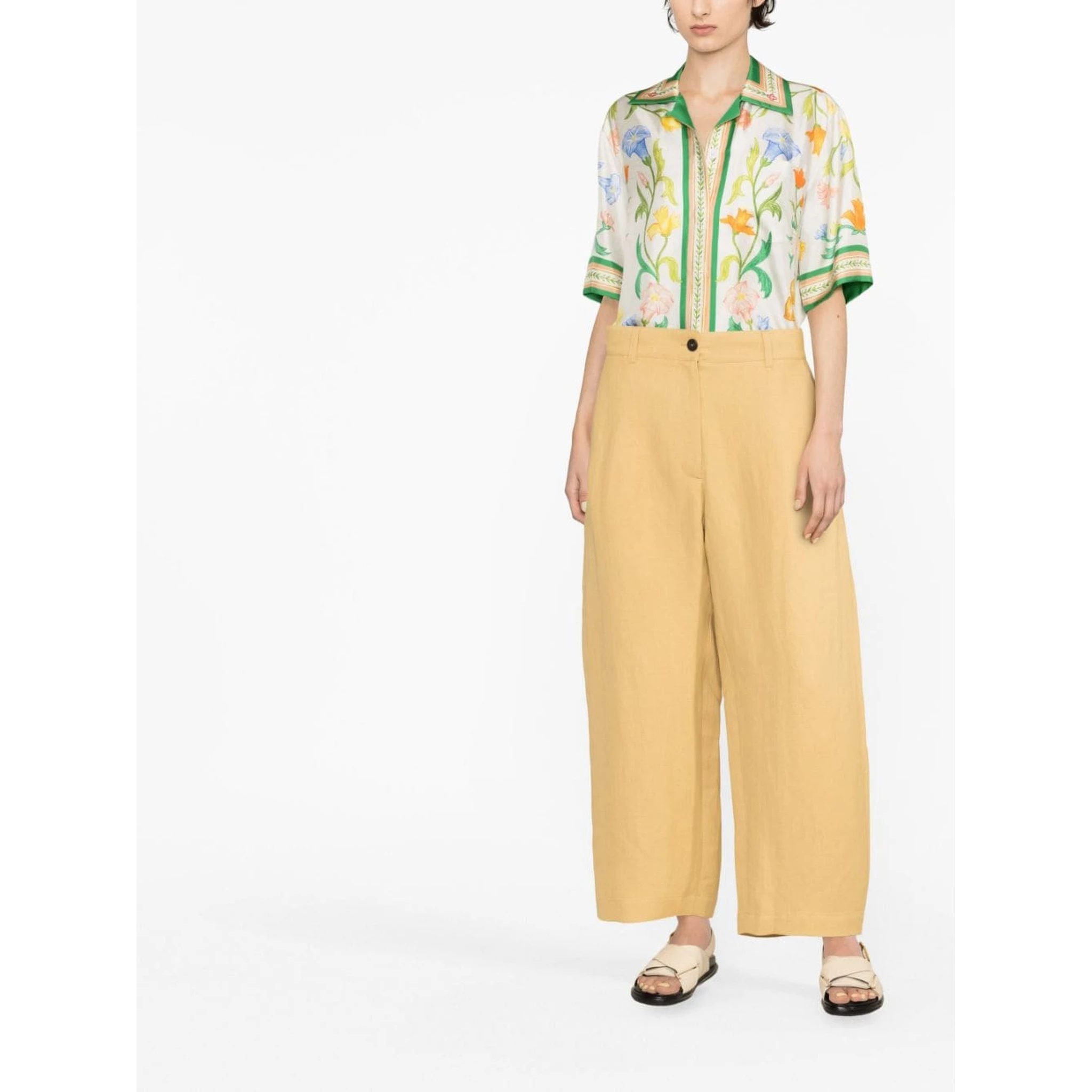 high-waisted wide-leg trousers