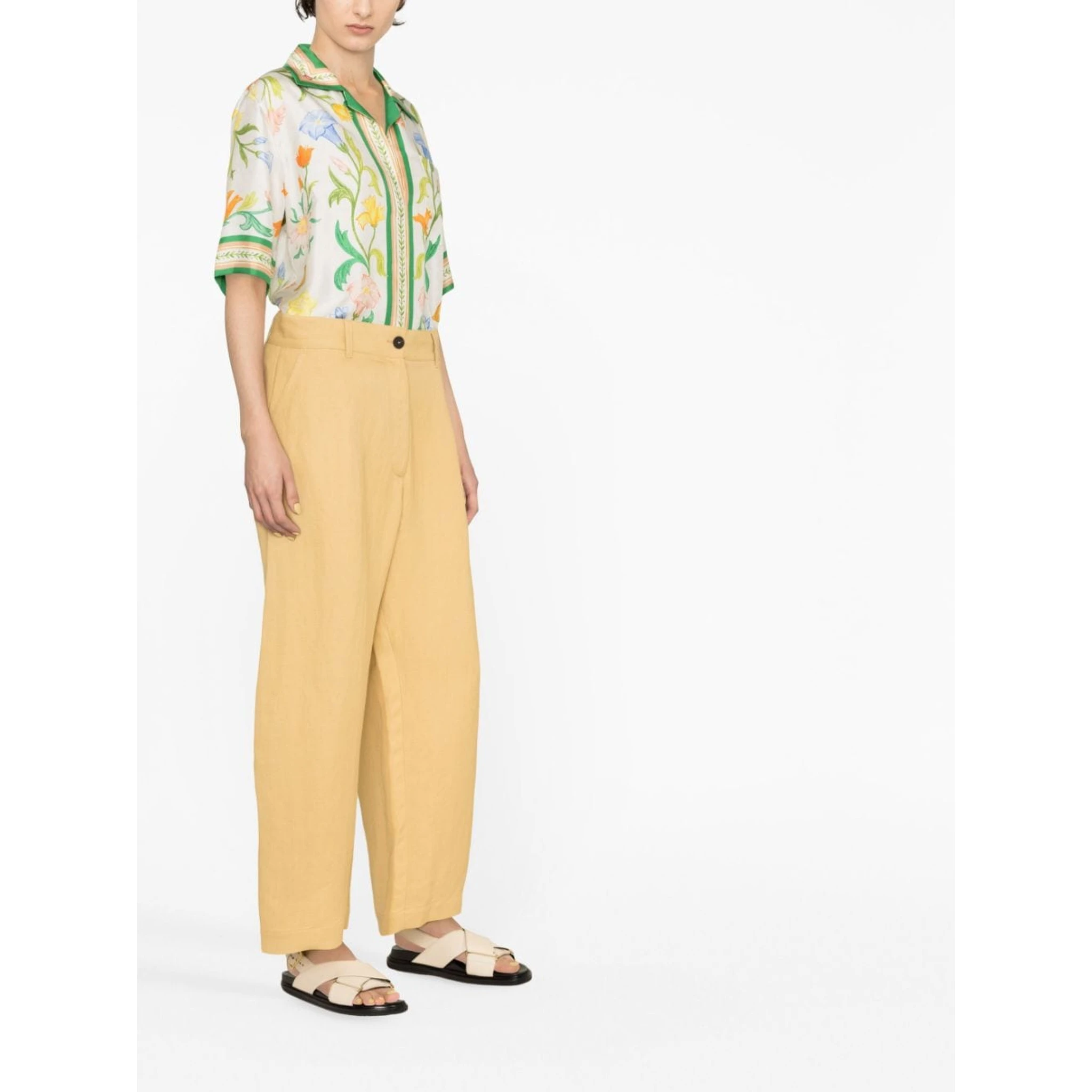 high-waisted wide-leg trousers