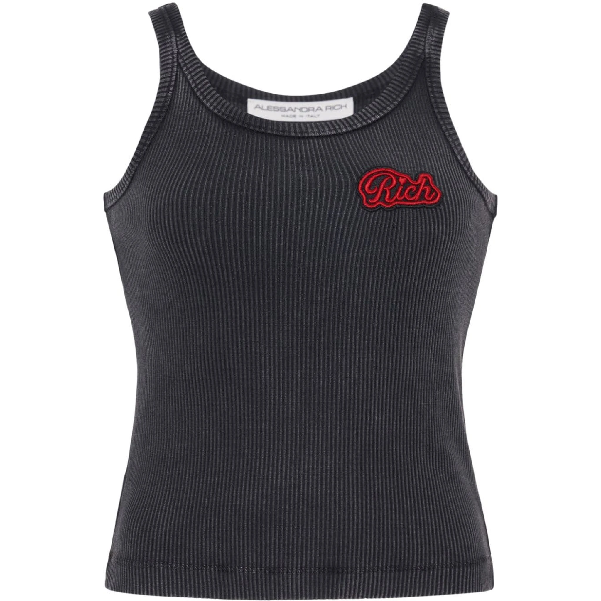 logo-appliqué ribbed tank top