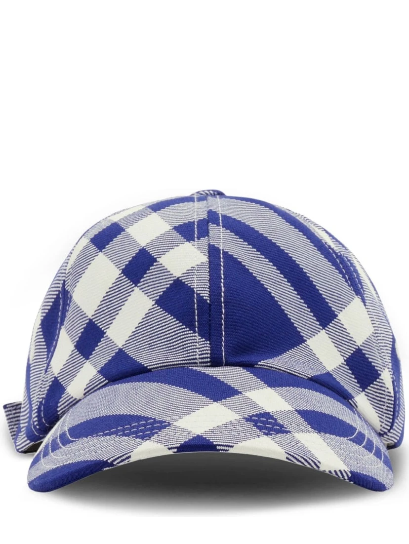 check-plaid cotton baseball cap
