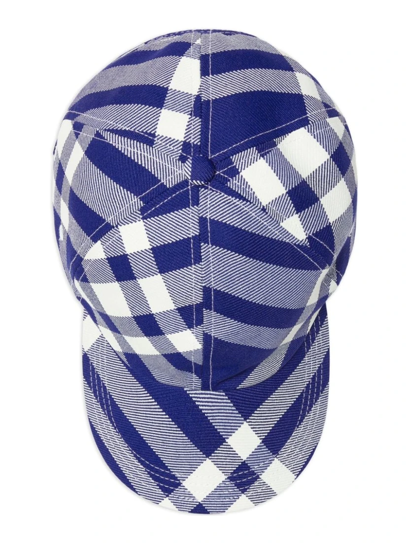 check-plaid cotton baseball cap