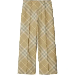 check-print tailored wool trousers