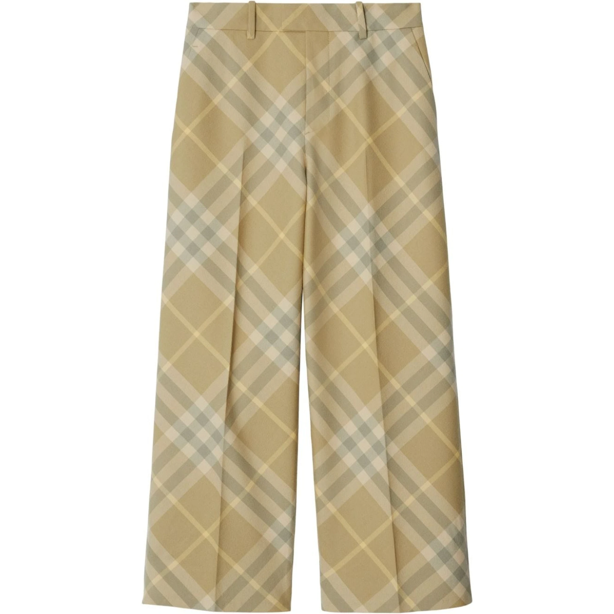 check-print tailored wool trousers