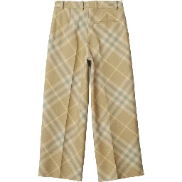 check-print tailored wool trousers