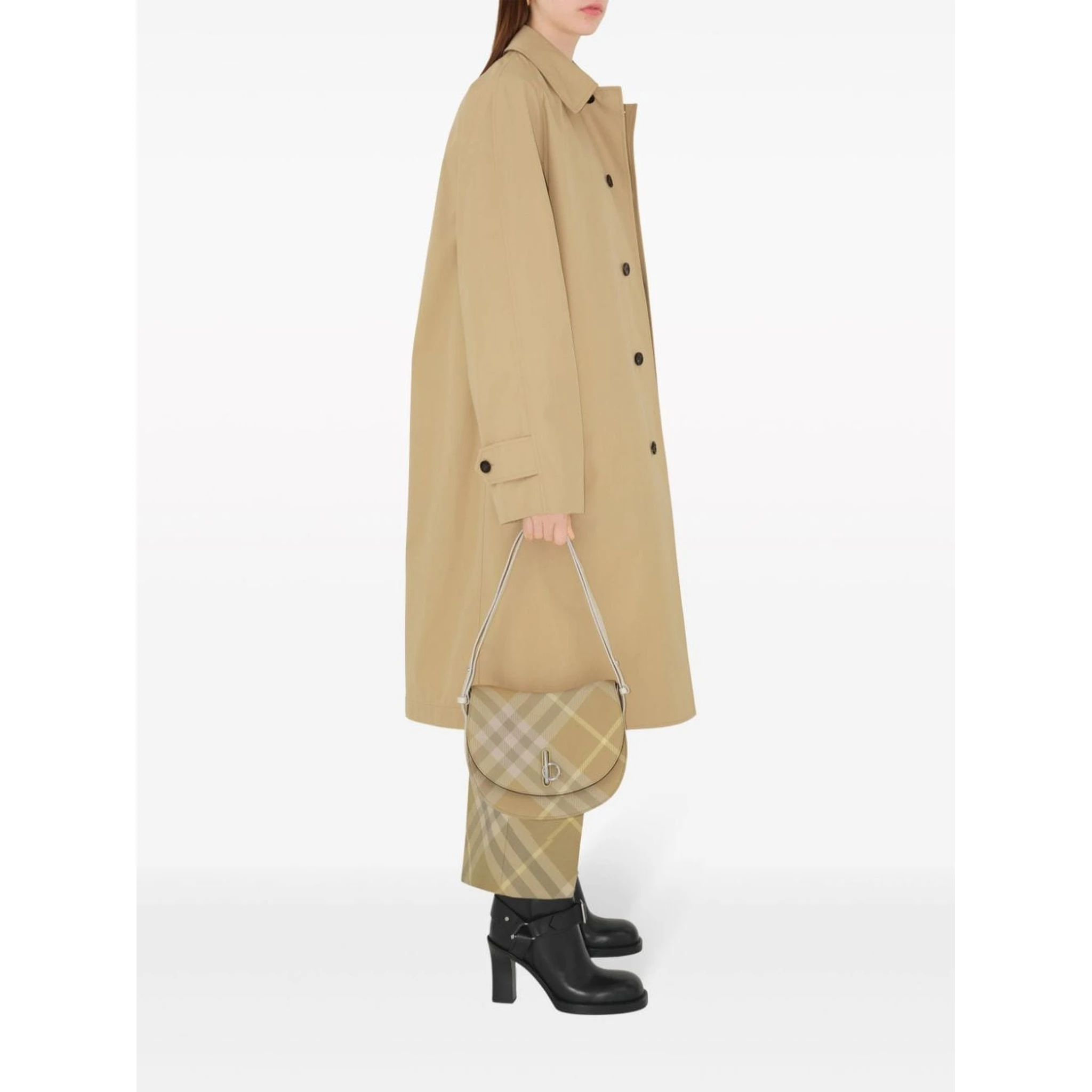 check-print tailored wool trousers