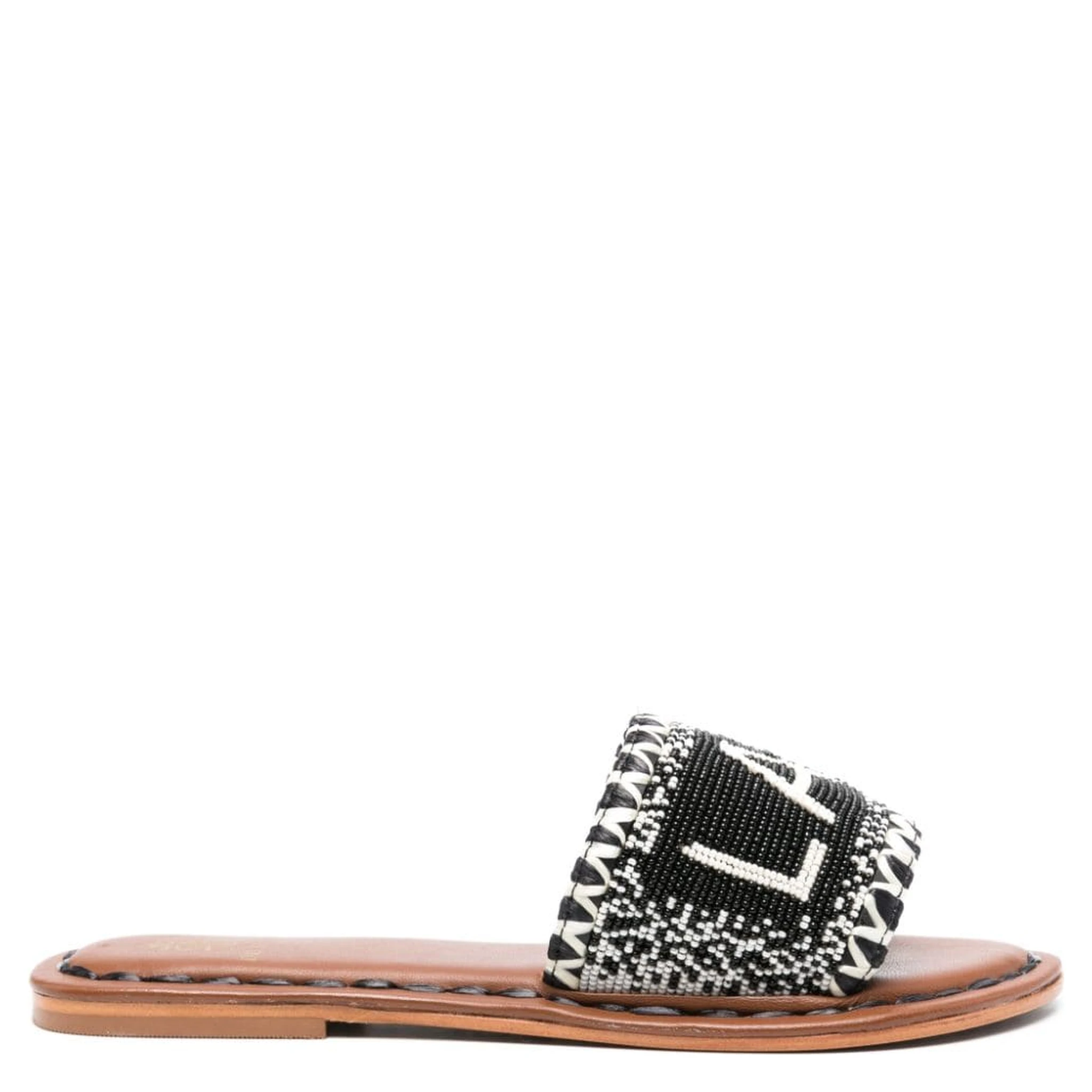 bead-embellished leather sandals